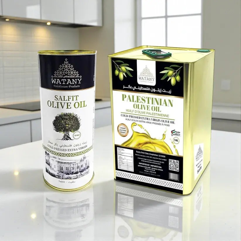 Salfit Palestinian Olive Oil – Premium Extra Virgin Olive Oil (1 L & 16 L Metal Tins)