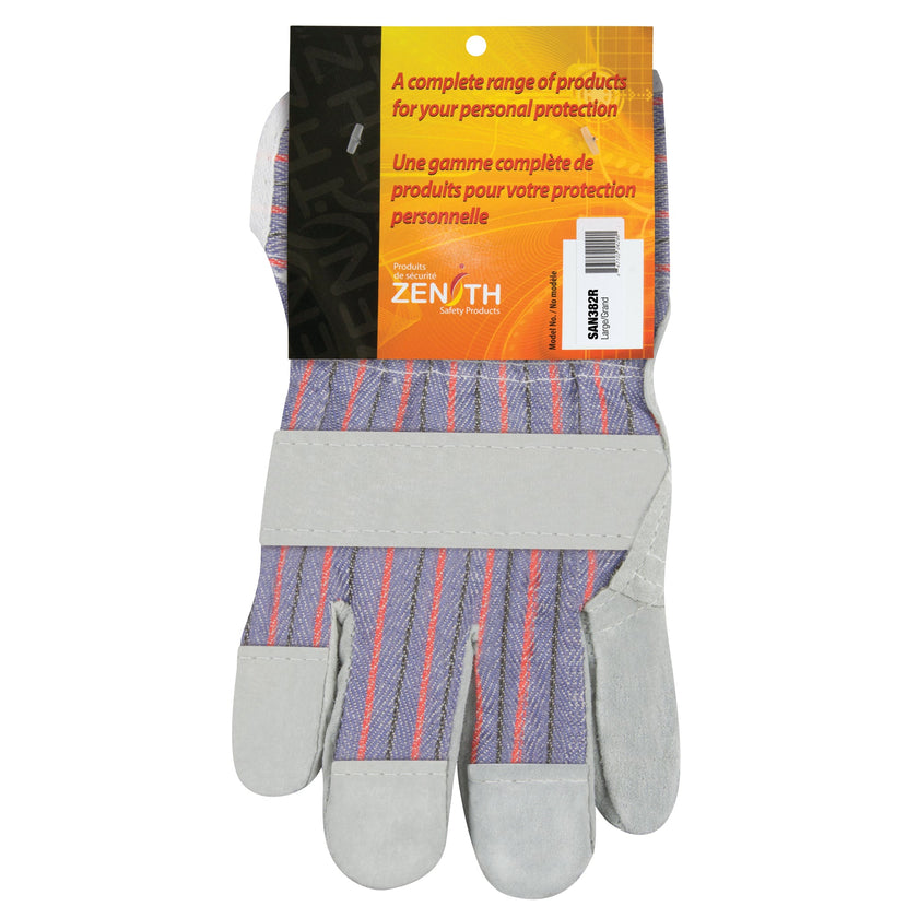 Standard-Duty Patch Palm Fitters Gloves, Large, Split Cowhide Palm, Cotton Inner Lining