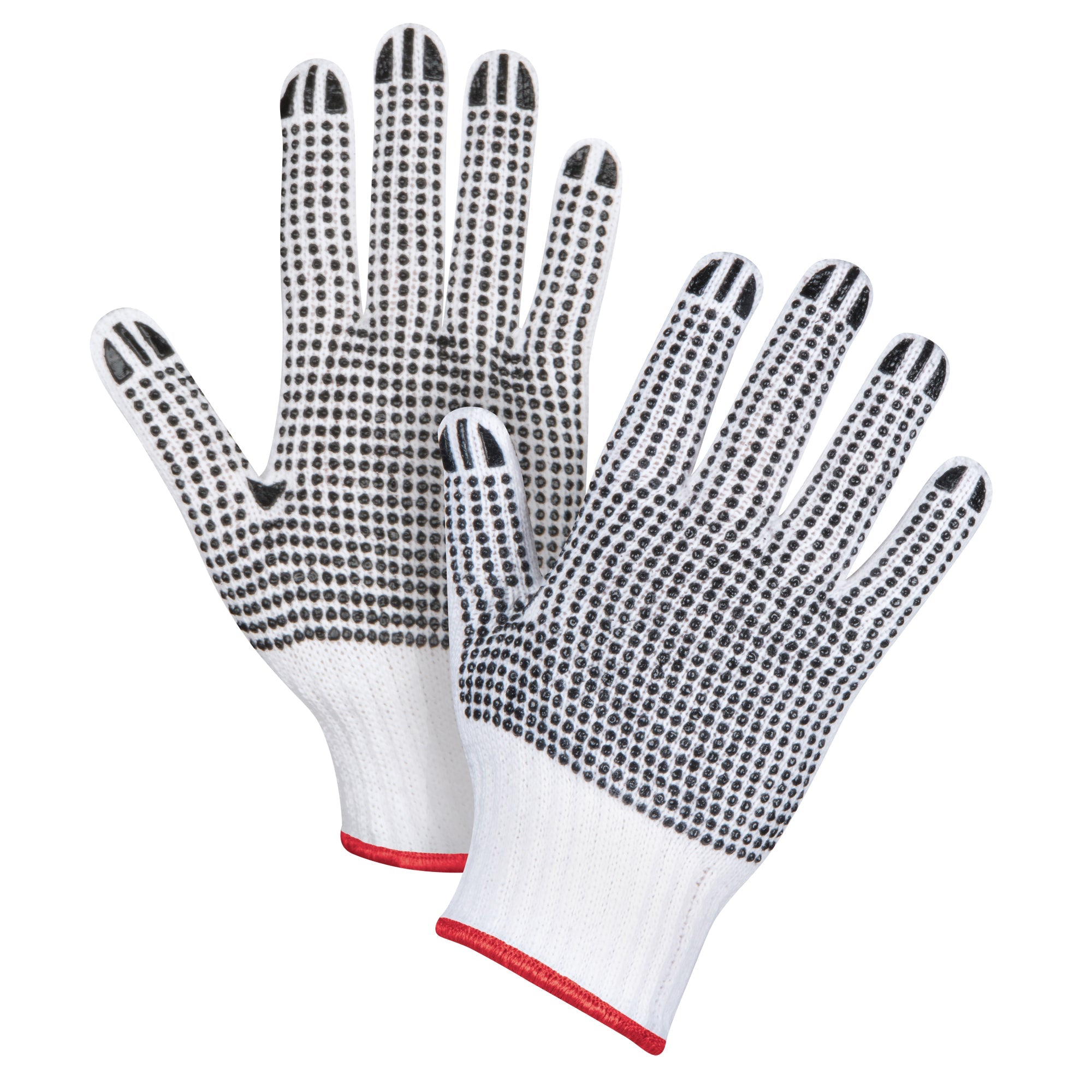 Gants en tricot à points doubles, double face.