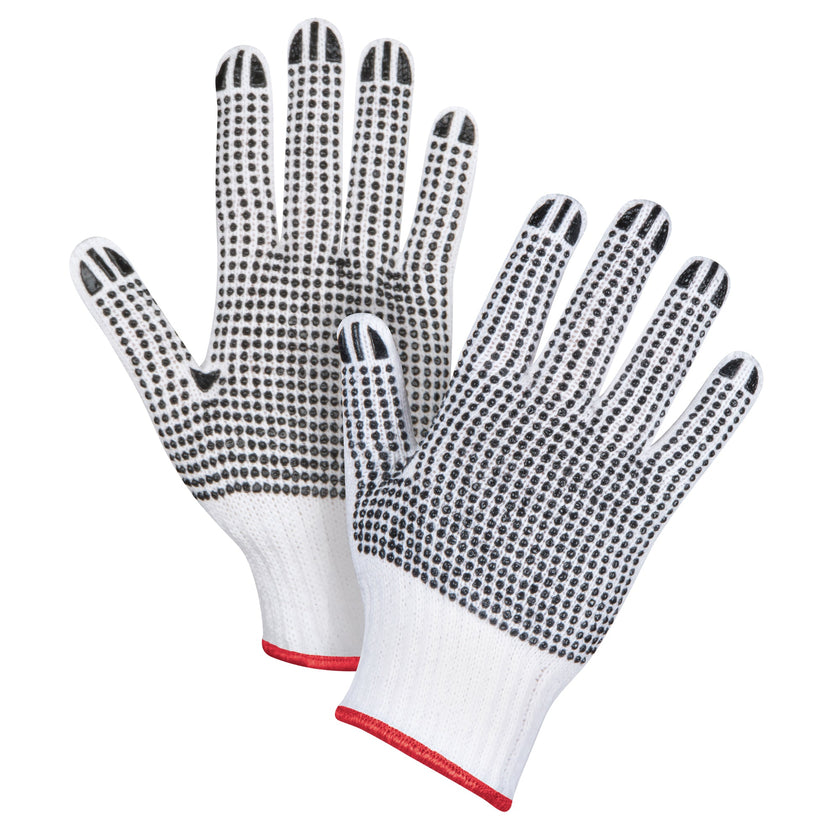 Gants en tricot à points doubles, double face.