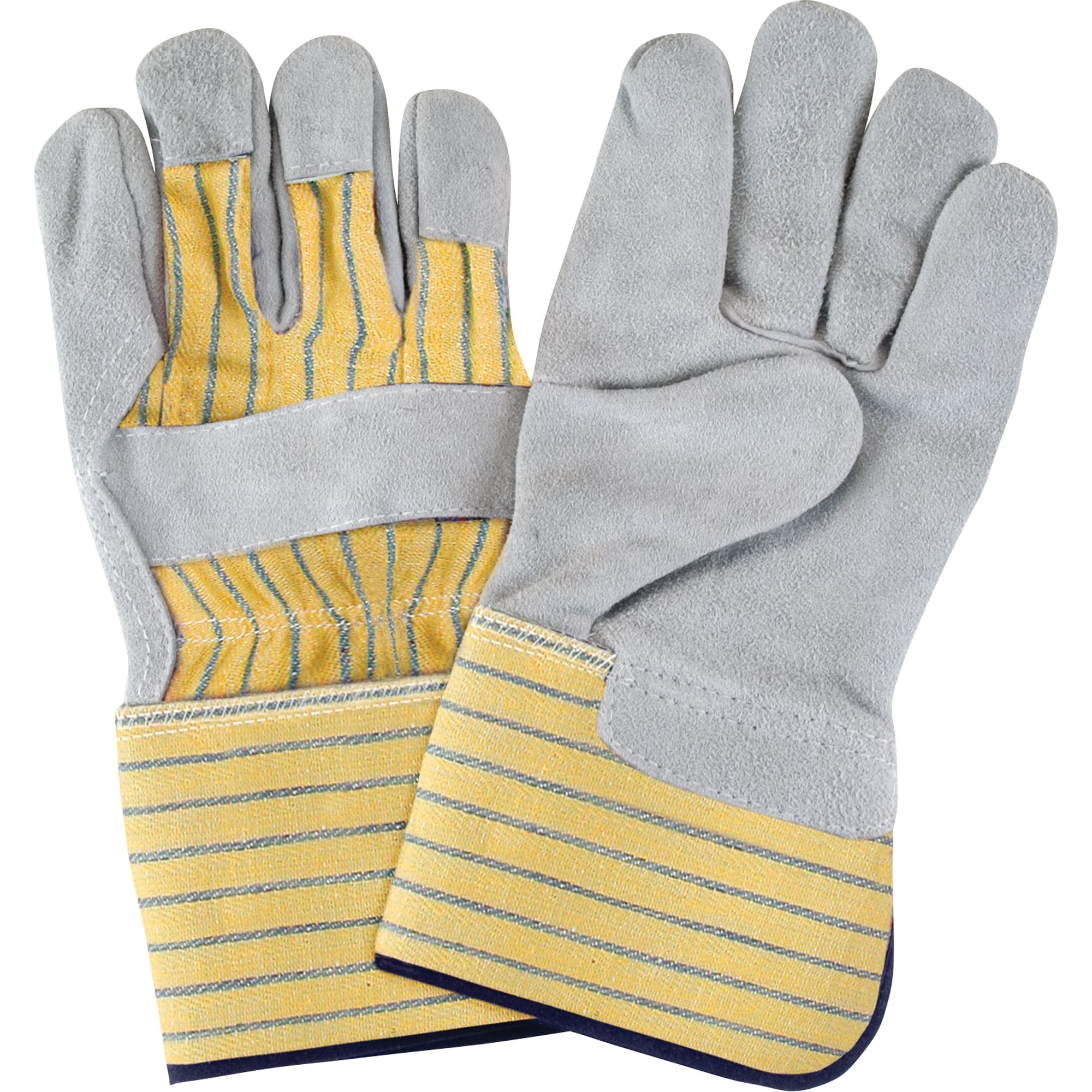 Gants de travail de qualité supérieure, taille L, paume en cuir de vachette fendue, doublure intérieure en coton.