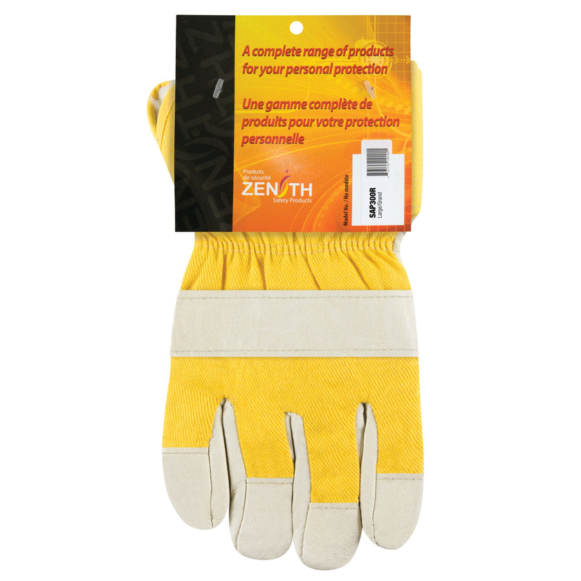 Winter-Lined Fitters Gloves, Large, Grain Pigskin Palm, Boa Inner Lining