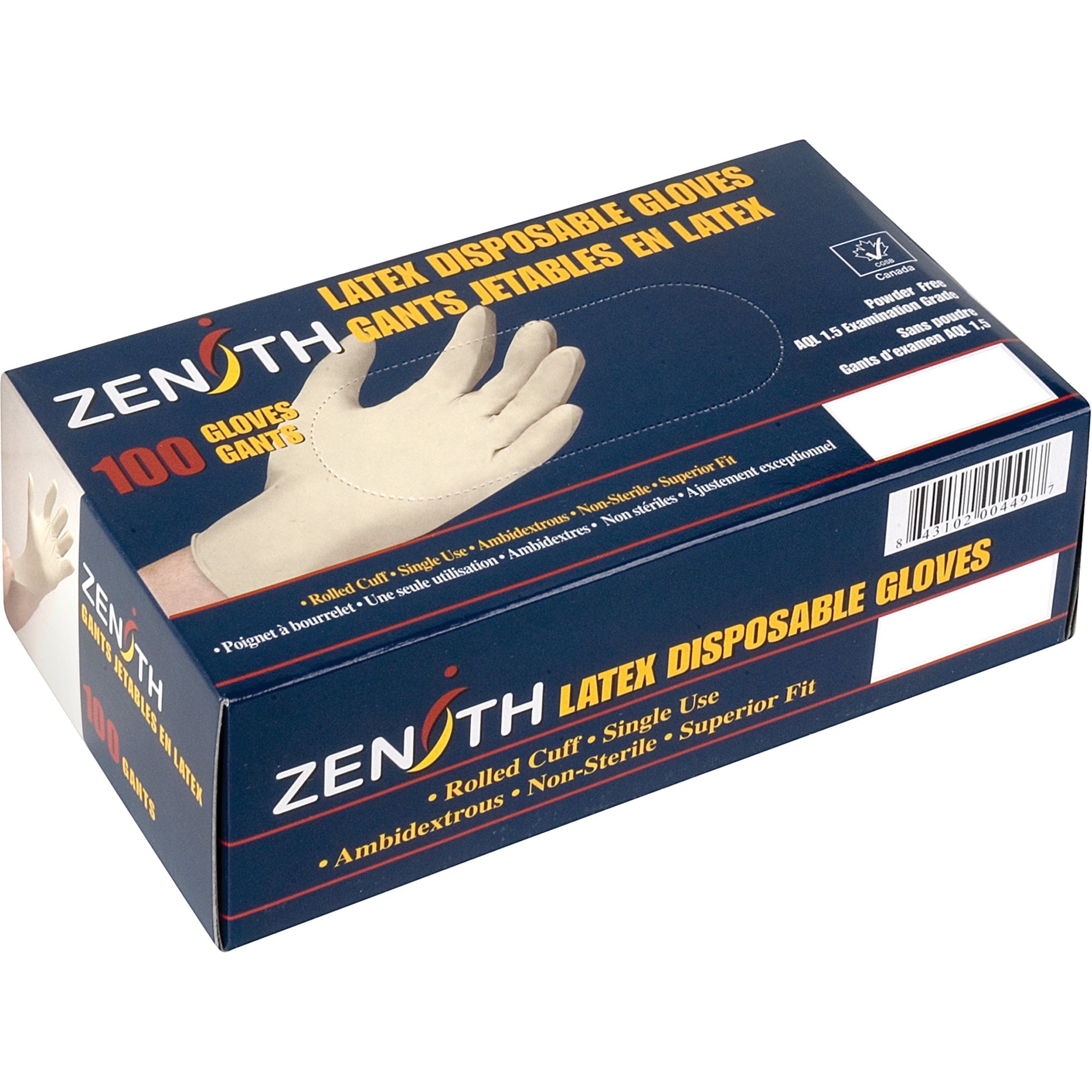 Premium Sensitive Skin Examination Gloves, Medium, Latex, 4-mil, Powder-Free, Natural