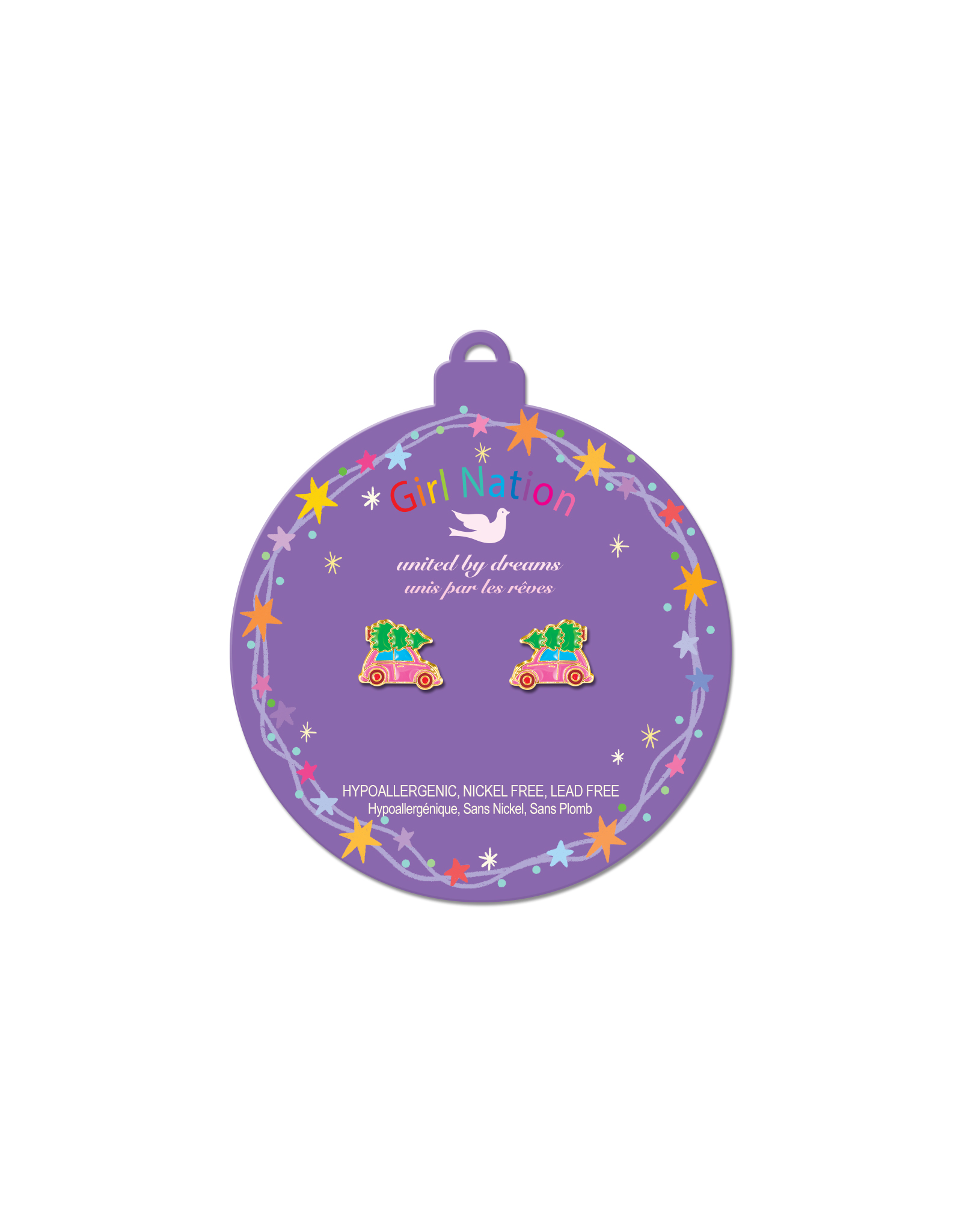 Boucles d'oreilles en émail - Sapin et voiture - Girl Nation