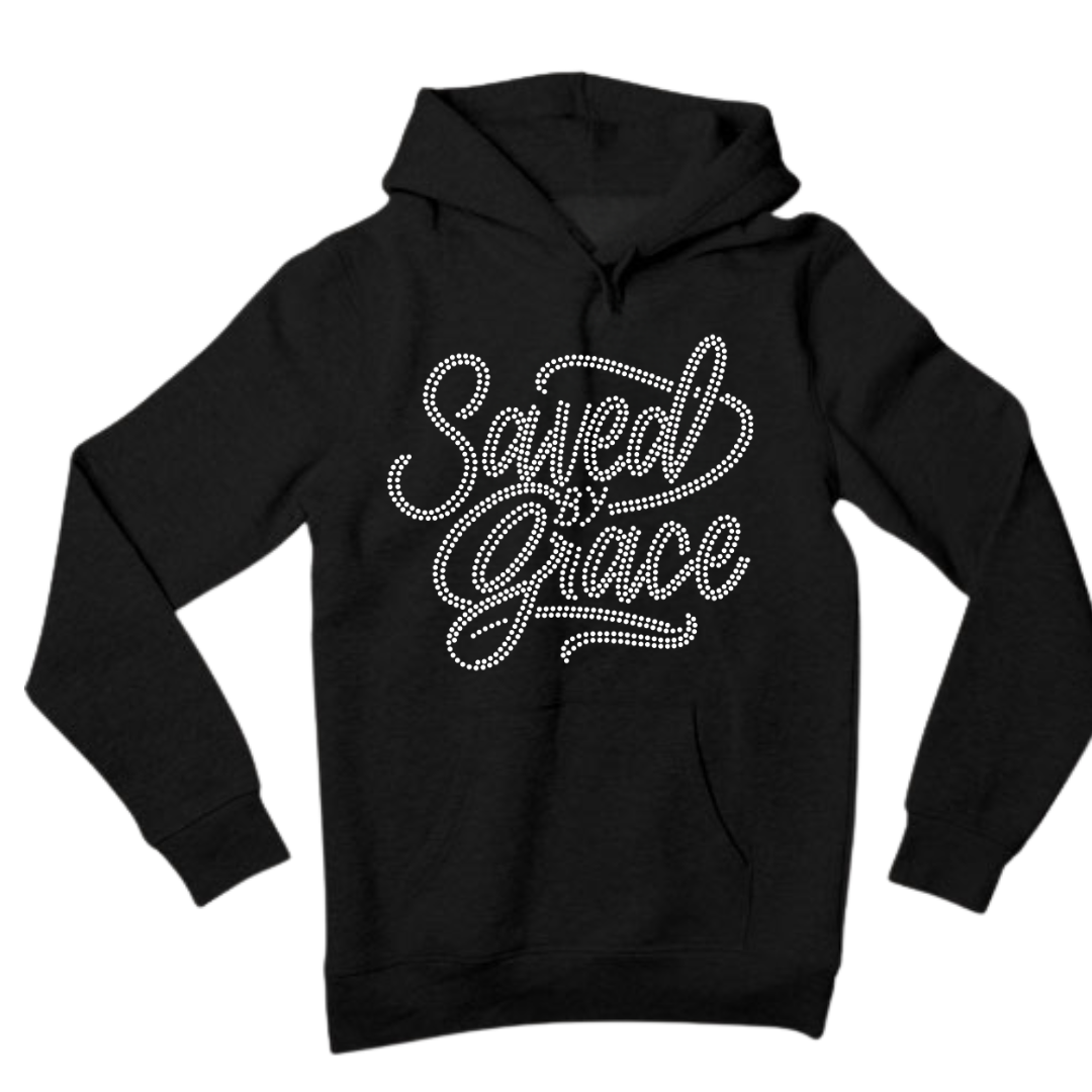 Saved By Grace Rhinestone Shirt – Christian Faith Sparkle Bling Tee | Blingdazzel