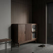 SC03 Ash Wood Shoe Cabinet, Walnut Finish