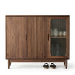 SC03 Ash Wood Shoe Cabinet, Walnut Finish