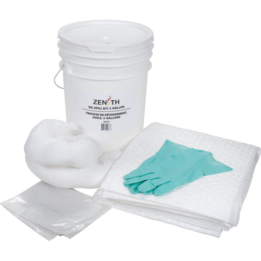 Kit anti-fuite, pour huile uniquement, seau, 5 gallons US. Capacité d'absorption