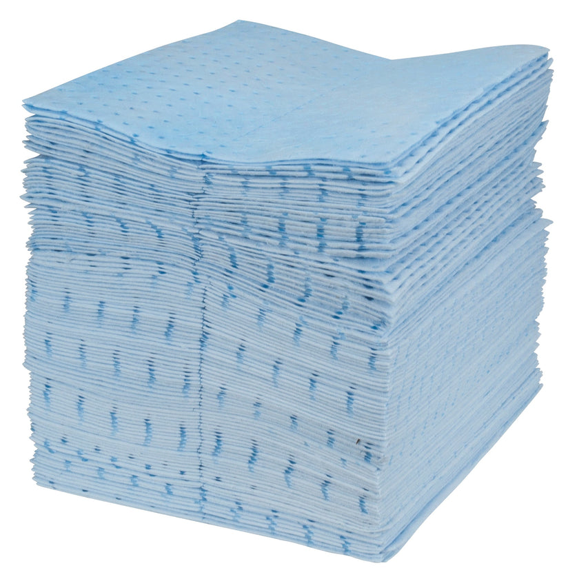 Pads absorbants bleus, pour huile uniquement, 38 cm x 43 cm, absorption de 113 litres (30 gallons).