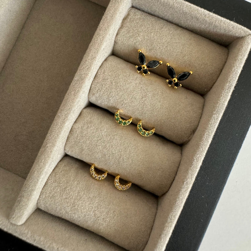 Selene Studs - Emerald Green Zirconia