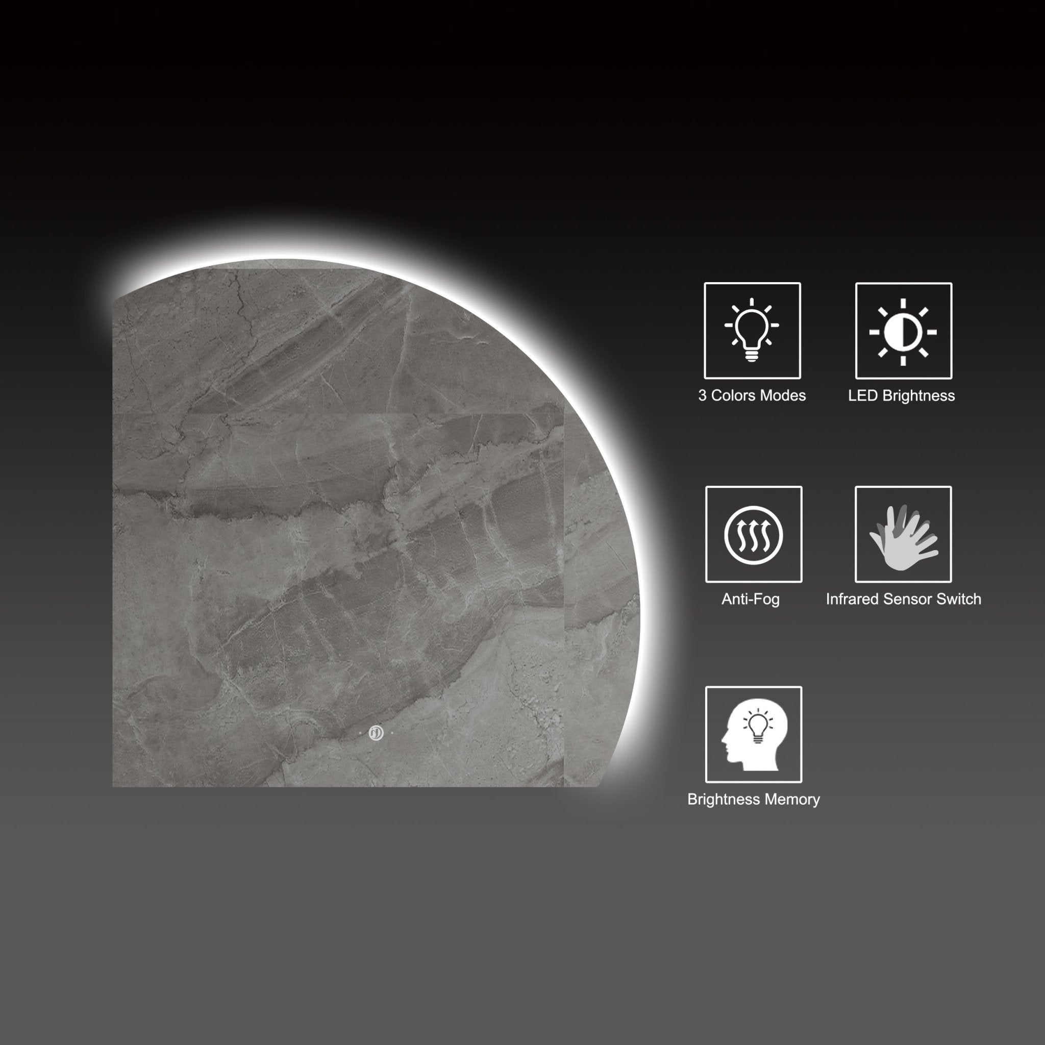 Semi Circle LED Mirror 36