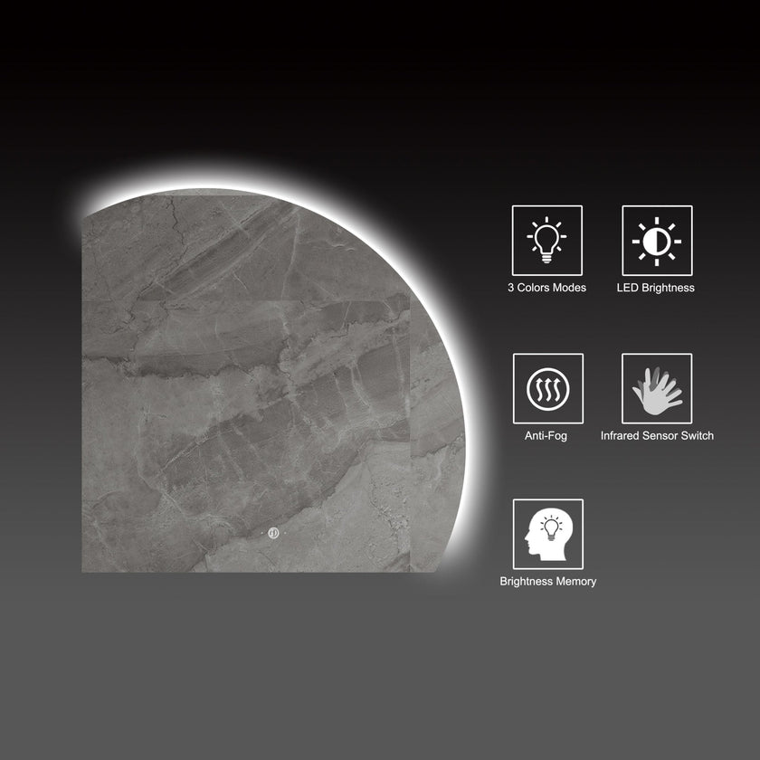 Semi Circle LED Mirror 36