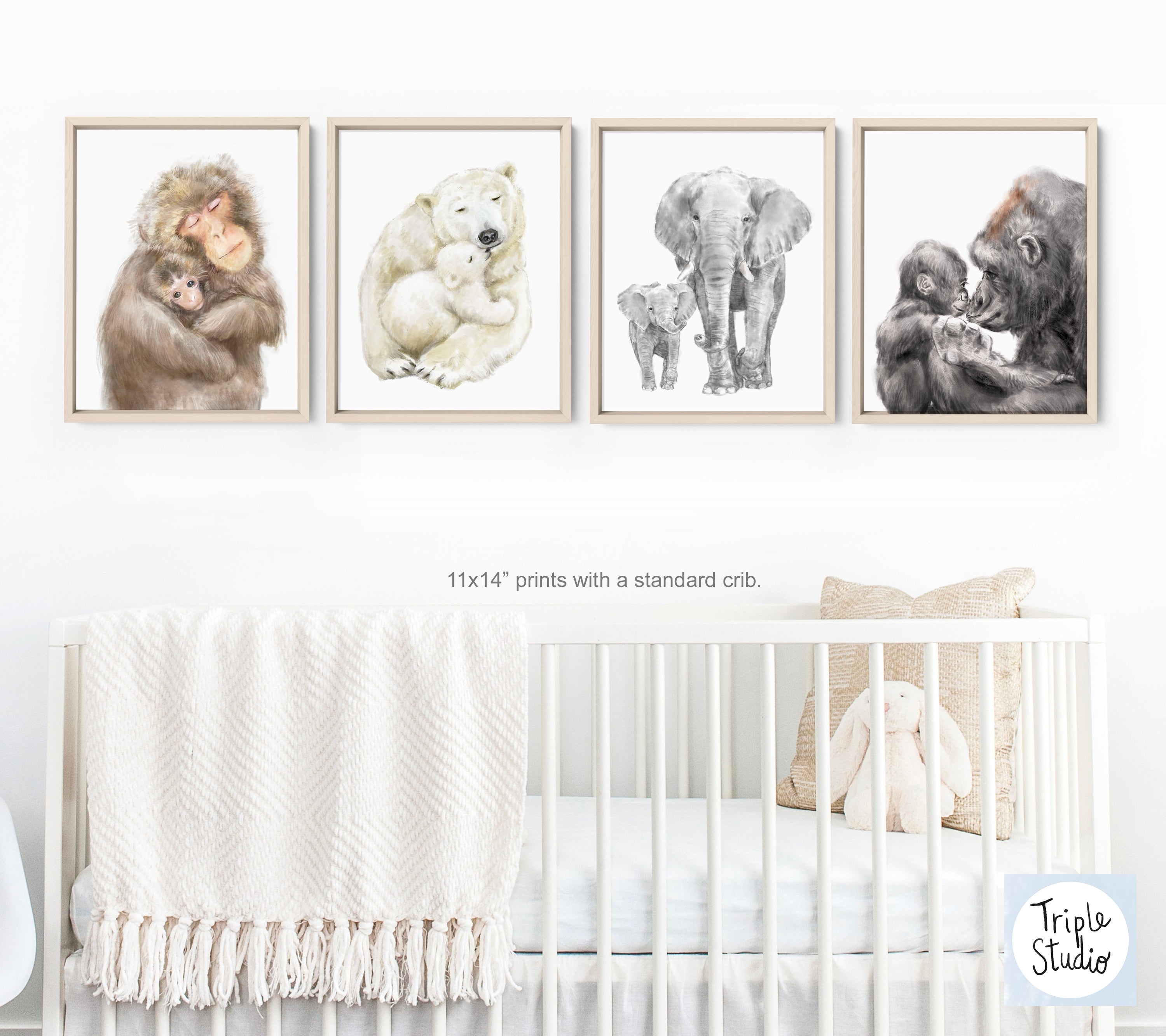 Baby Monkey and Mother Art Print