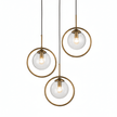 Set of Three Celestial Orb Brass Pendant Lamps