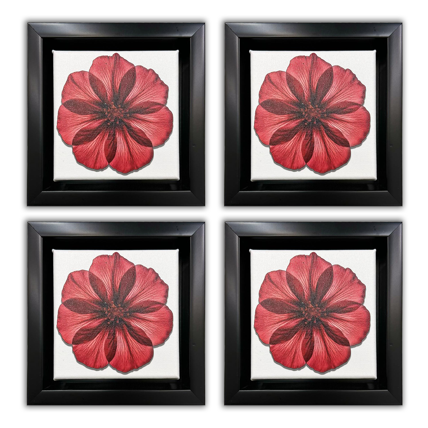 Toile imprimée - Ensemble de 4 encadrées (noir) pour table