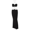 Charming Fashion Personality Halter Neck Wrap Chest Cutout Party Long Black  Dress for Women