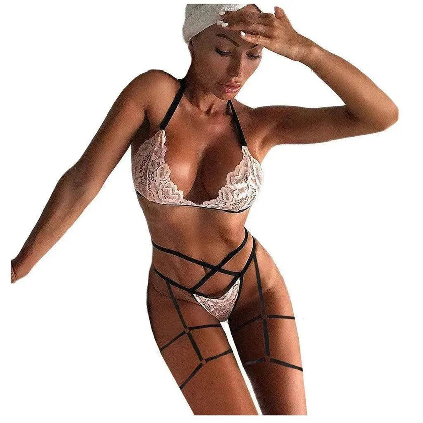 Charming Lingerie Lace Hollow Charming Lingerie Leg Straps Set