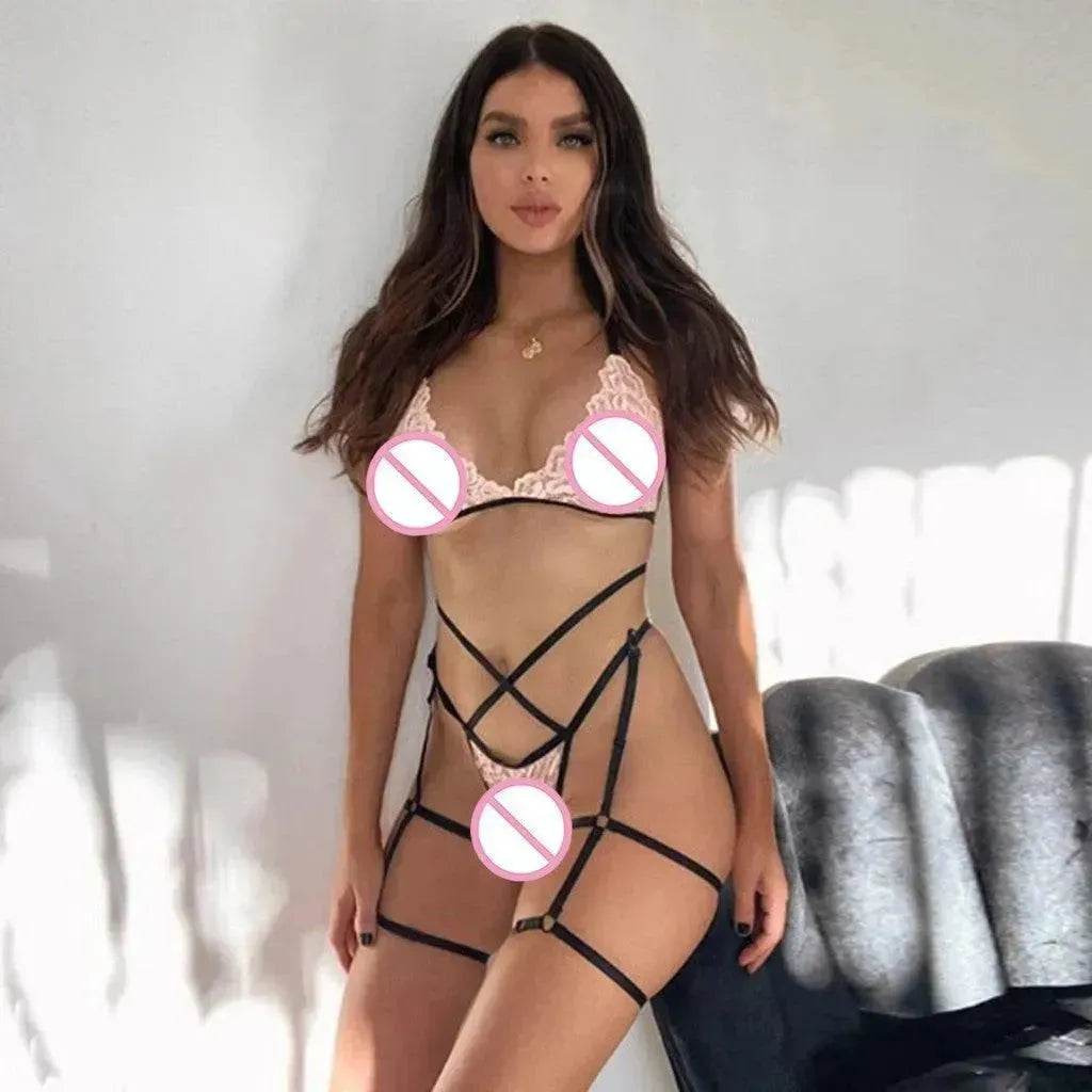 Charming Lingerie Lace Hollow Charming Lingerie Leg Straps Set