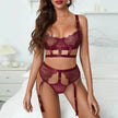 Lace Eyelash Trim Lingerie Set with Garter Belt