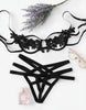 Women's Floral Appliqué Strappy Lingerie Set – Bralette & Cage Thong | Black, White, Blue | M & XL