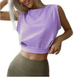 Charming Navel-Exposed Sweatshirt Summer Loose Sleeveless Running Fitness Yoga Crop Tops Tank Tops For Women.
