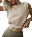 Charming Navel-Exposed Sweatshirt Summer Loose Sleeveless Running Fitness Yoga Crop Tops Tank Tops For Women.