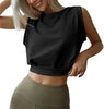 Charming Navel-Exposed Sweatshirt Summer Loose Sleeveless Running Fitness Yoga Crop Tops Tank Tops For Women.