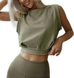 Charming Navel-Exposed Sweatshirt Summer Loose Sleeveless Running Fitness Yoga Crop Tops Tank Tops For Women.
