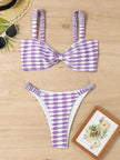 Charming Striped Print Bikini Summer Beach Swimsuit Set Womens Clothing
