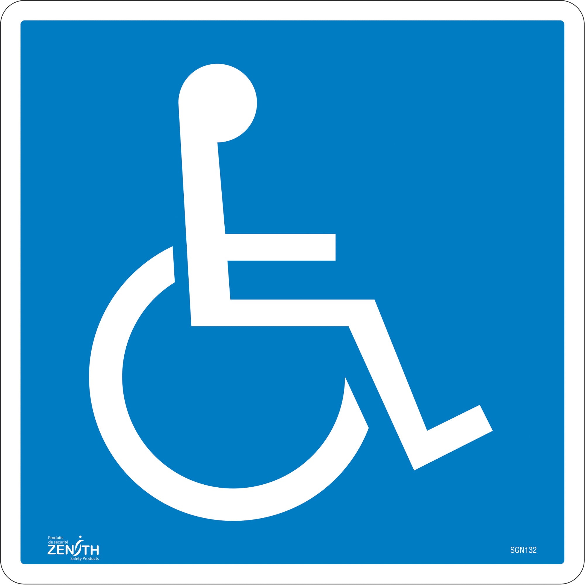 Panneau de sécurité standard CSA pour handicapés, 30,5 cm x 30,5 cm, vinyle, pictogramme