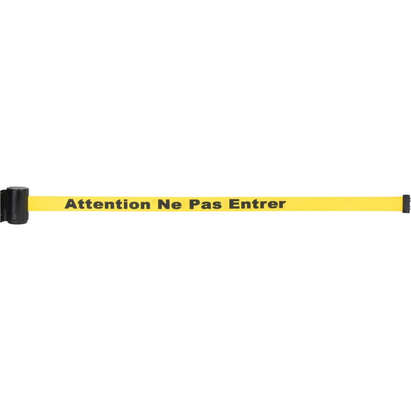 Magnetic Tape Cassette for Build-Your-Own Crowd Control Barrier, Attention ne pas entrer, 7', Yellow Tape