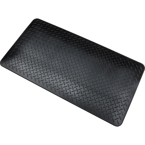 Tapis anti-fatigue, motif en losange, 50 x 97 cm x 1,9 cm, noir, polyuréthane