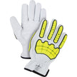 Gants résistants aux impacts et aux coupures, taille 3X-Large, paume en peau de chèvre, manchette de conducteur.