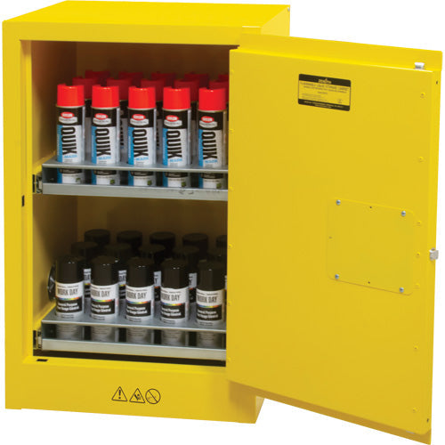 Armoire de stockage pour aérosols inflammables, 12 gallons, 1 porte, 58,4 cm (L) x 88,9 cm (H) x 45,7 cm (P)