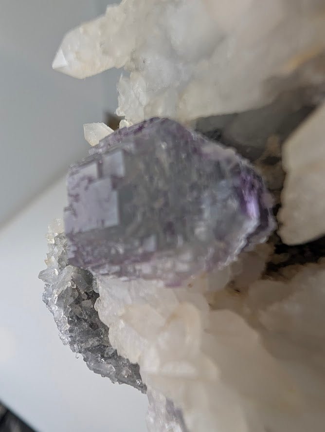 Shangbao Fluorite with Quartz – UV Reactive Collector’s Specimen