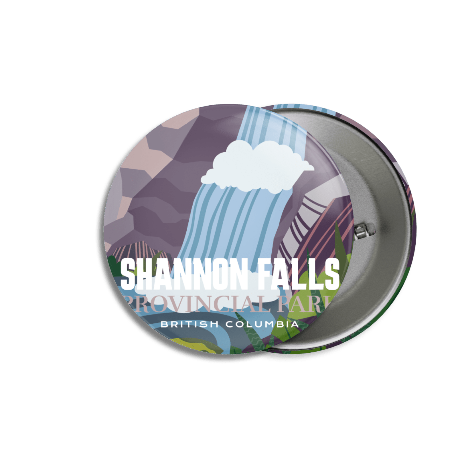Shannon Falls Provincial Park of British Columbia Pinback Button, Canada Parks