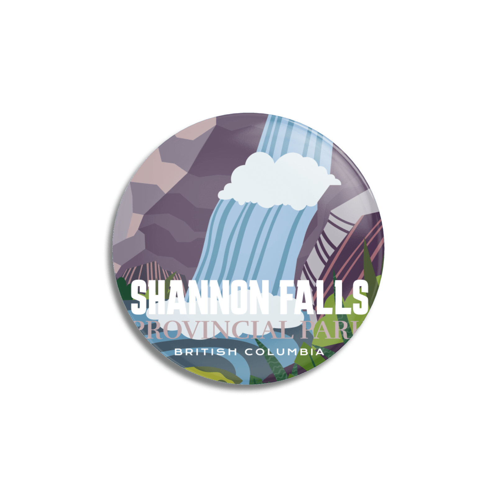 Shannon Falls Provincial Park of British Columbia Pinback Button, Canada Parks