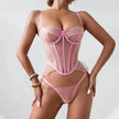 Shaping Sling Wave Mesh Edge Joint Fishbone See-through Charming Underwear Two-piece