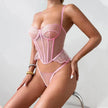 Shaping Sling Wave Mesh Edge Joint Fishbone See-through Charming Underwear Two-piece