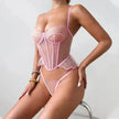 Shaping Sling Wave Mesh Edge Joint Fishbone See-through Charming Underwear Two-piece