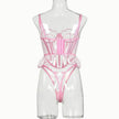 Shaping Sling Wave Mesh Edge Joint Fishbone See-through Charming Underwear Two-piece