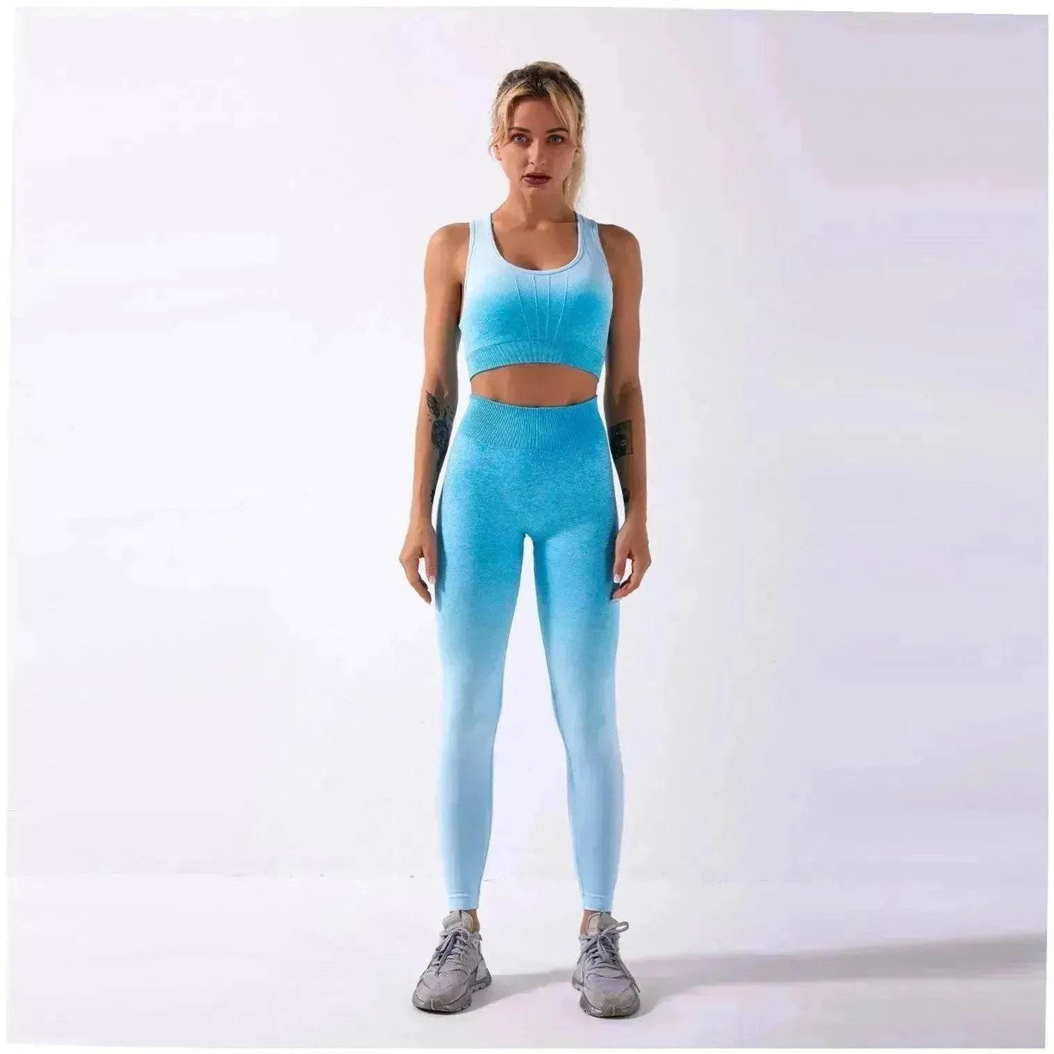 Shark knitting sports bra pants tie-dye Yoga Fitness Gym Exercise Wear