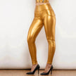 Shascullfites Melody Royal Gold Elastic High Waist Faux Leather Pants Women Charming Zipper Bodycon Scrunch Bum Trousers