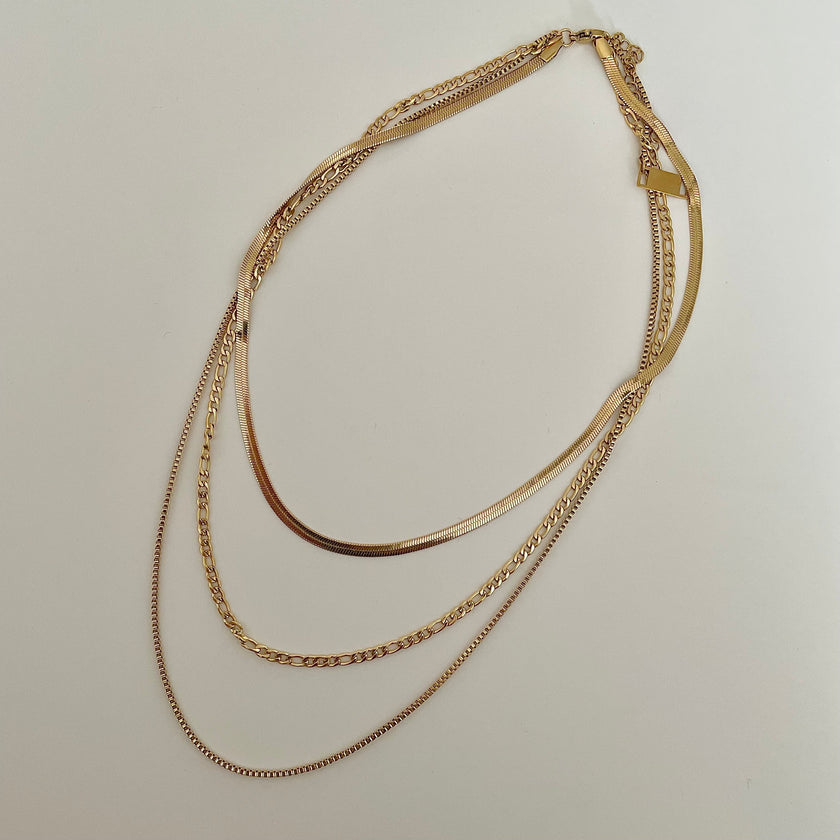 Shaylene Three Layer Necklace- Gold