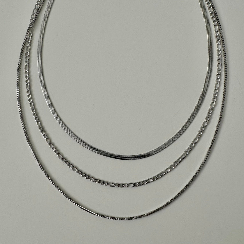 Shaylene Three Layer Necklace- Silver