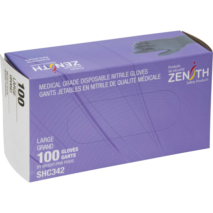 Medical Grade Disposable Gloves, Large, Nitrile, 6-mil, Powder-Free, Black, Class 2