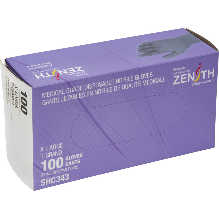 Medical Grade Disposable Gloves, X-Large, Nitrile, 6-mil, Powder-Free, Black, Class 2