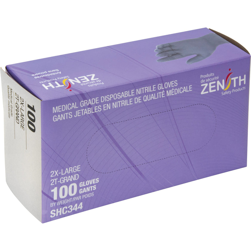 Medical Grade Disposable Gloves, 2X-Large, Nitrile, 6-mil, Powder-Free, Black, Class 2