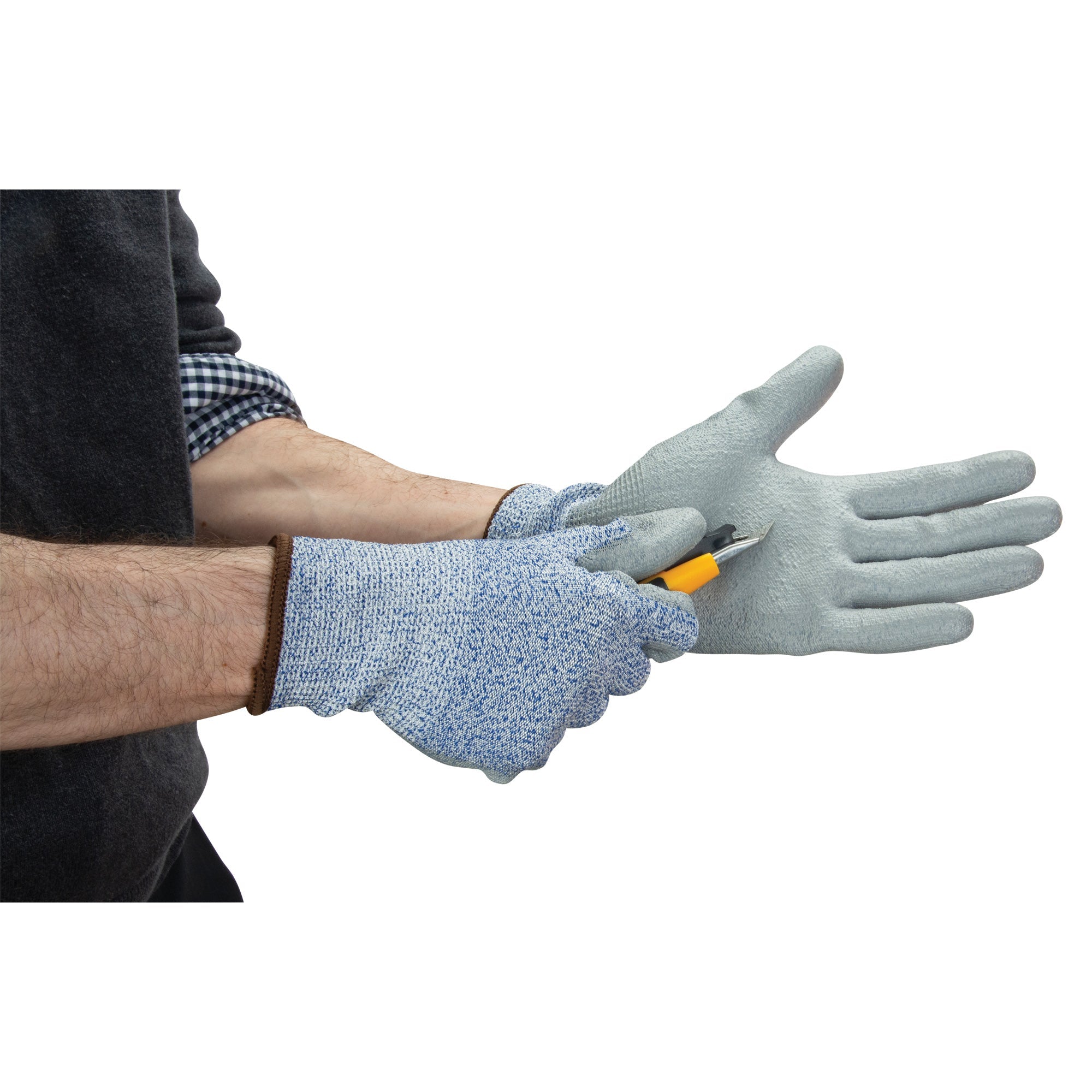 Eco-Friendly Stretch Cut-Resistant Gloves, Size 8, 13 Gauge, Polyurethane Coated, HPPE/RPET Shell, ASTM ANSI Level A2