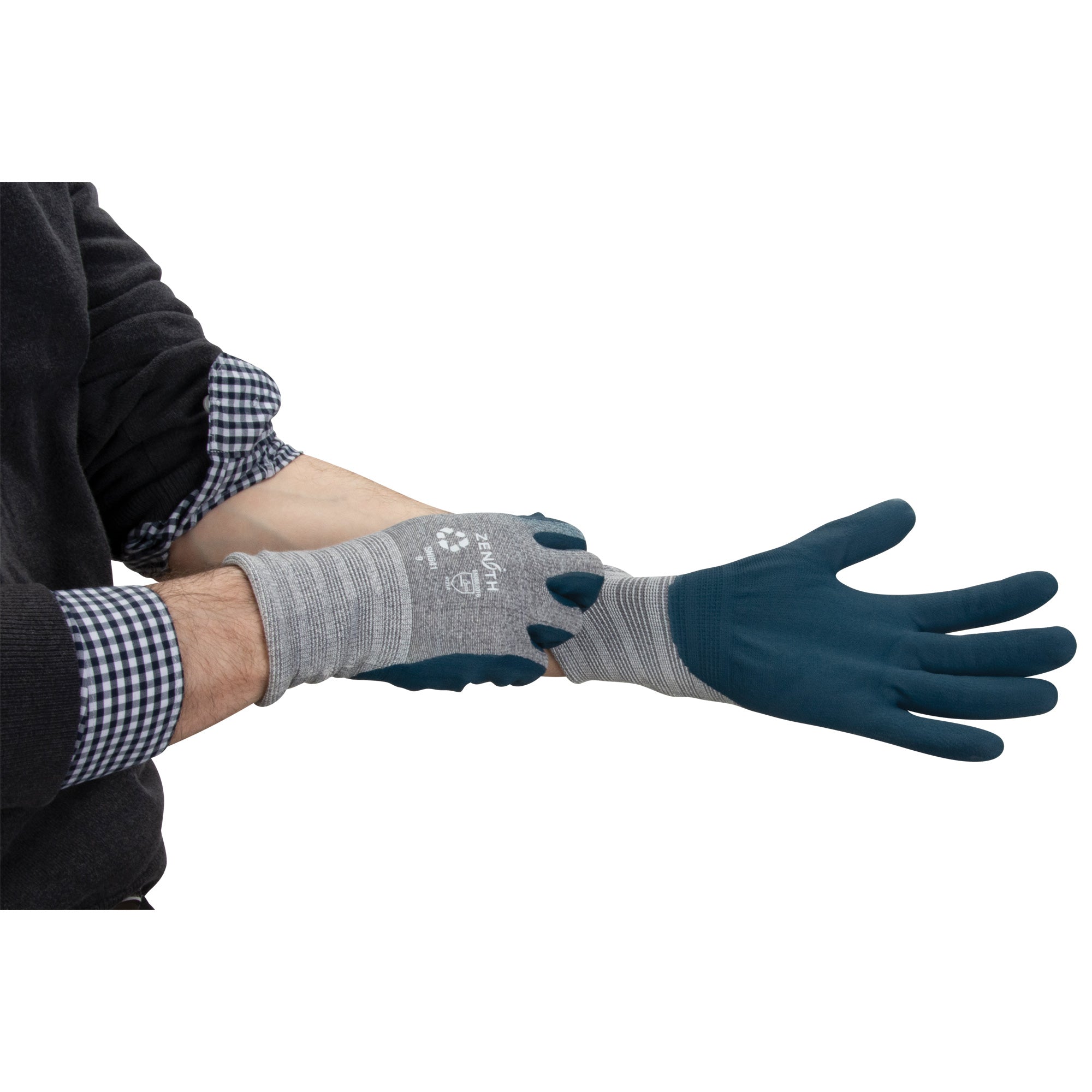 Eco-Friendly Lightweight Coated Gloves, 7, Foam Nitrile Coating, 15 Gauge, Polyester/RPET Shell